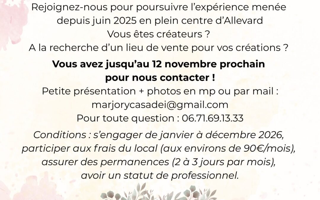 URGENT!! BOUTIQUE CHERCHE CREATEURS